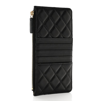 Chanel Lambskin Quilted Egyptian Amulet Classic Flat Wallet Pouch Black 3 of 7