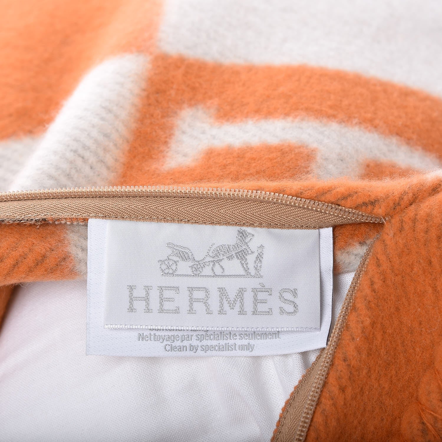 Hermes Wool Cashmere Avalon Pillow PM Ecru Potiron 6 of 7