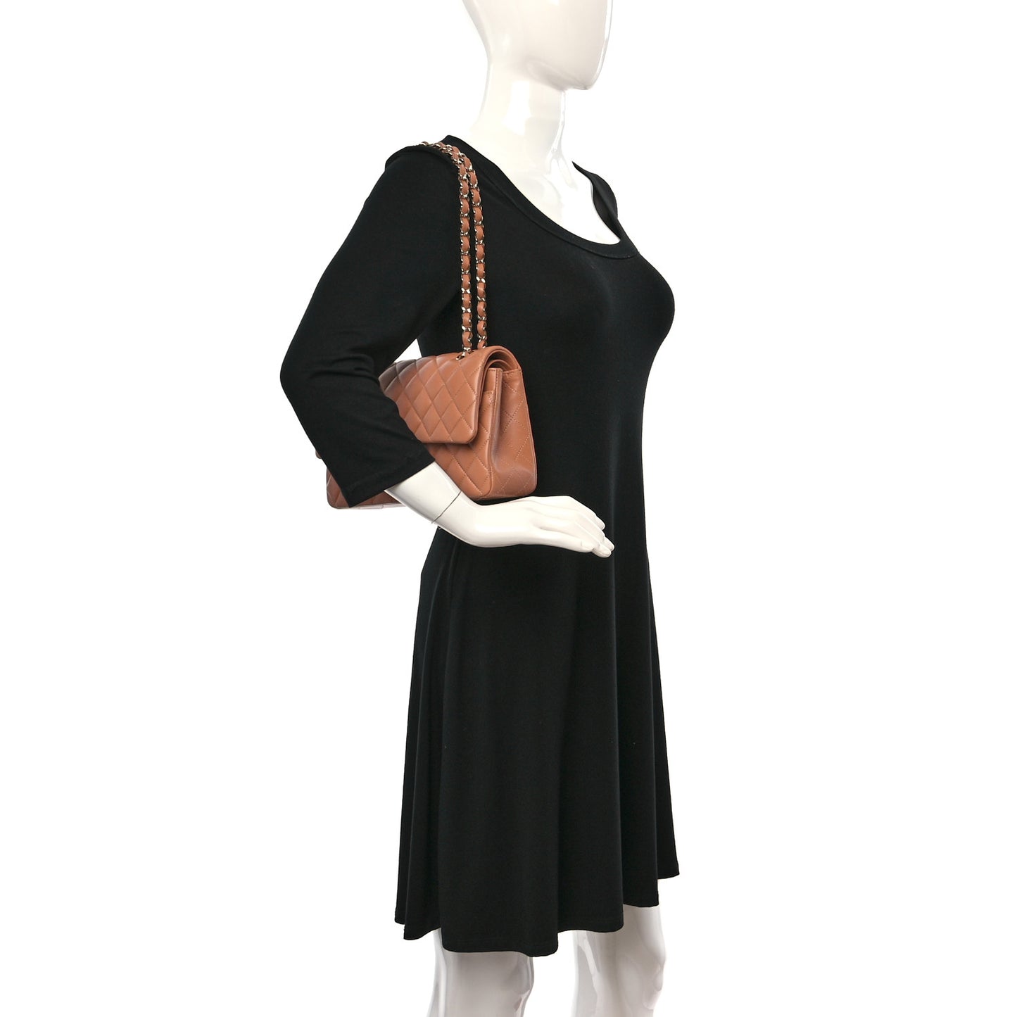 Lambskin Quilted Medium Double Flap Brown