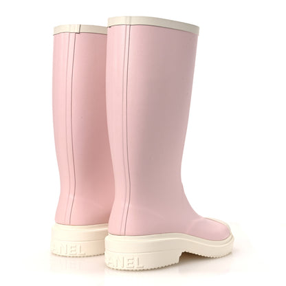 Chanel Caoutchouk CC High Boots 36 Light Pink White 4 of 11