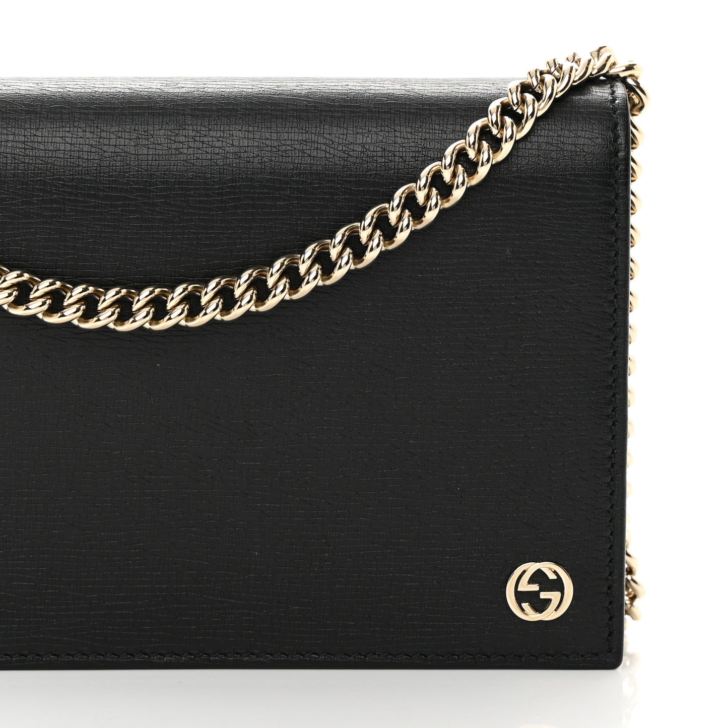 Textured Calfskin Medium Betty Chain Wallet Black