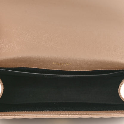 Saint Laurent Grain De Poudre Textured Mixed Matelasse Medium Triquilt Monogram Satchel Dark Latte 4 of 9