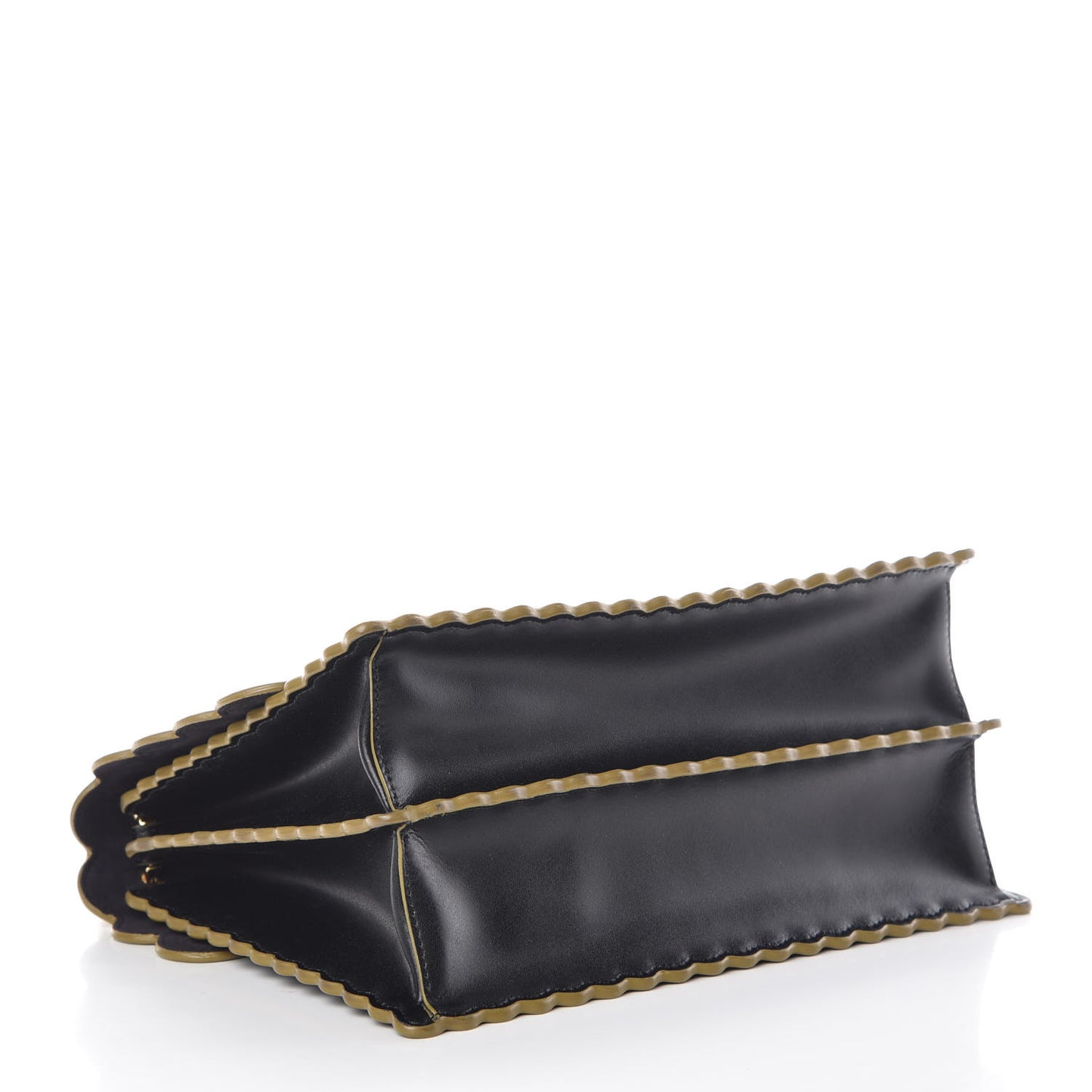 Vitello Liberty Scalloped Studded Kan I Shoulder Bag Black