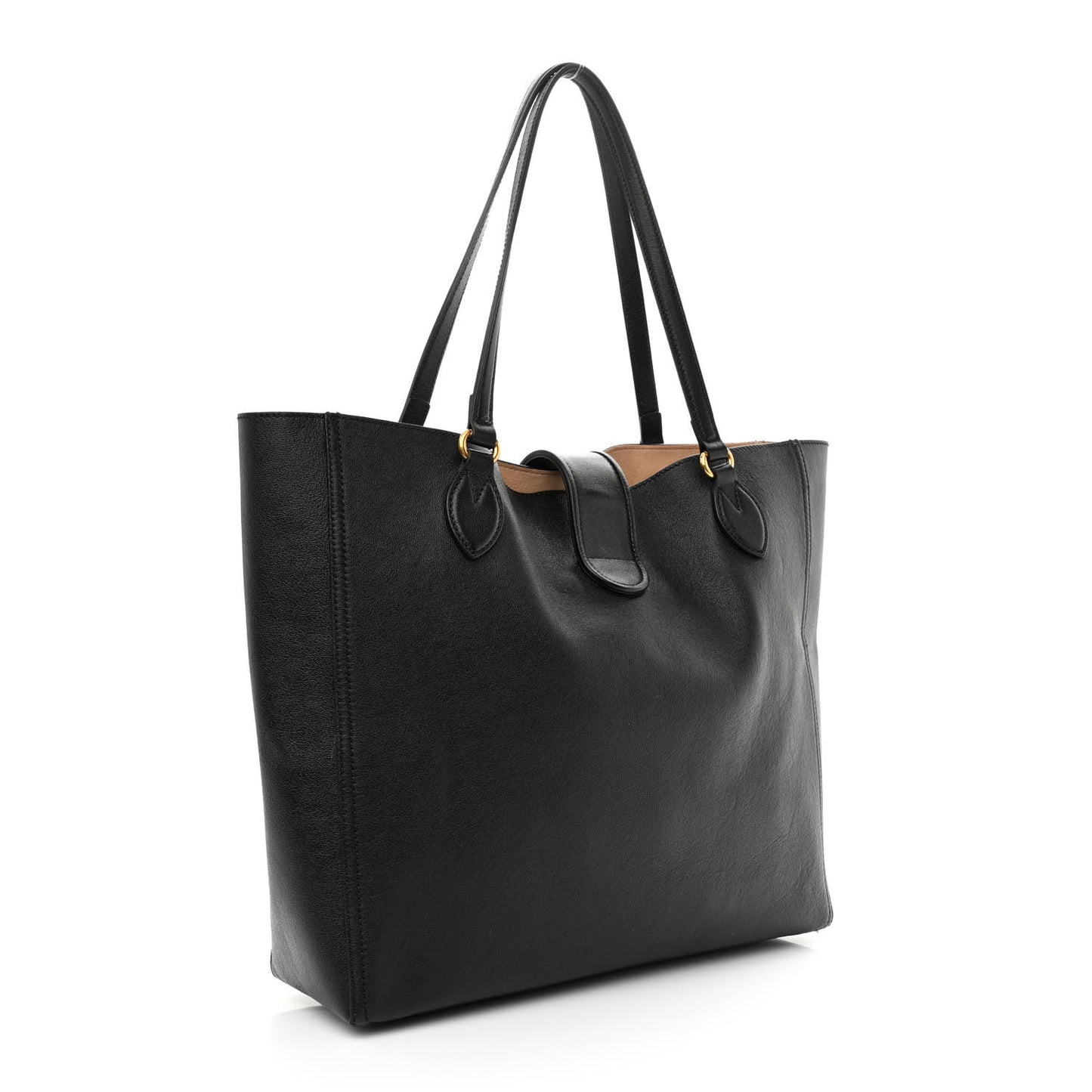 New Sakai Calfskin Lux Medium Dahlia Tote Black