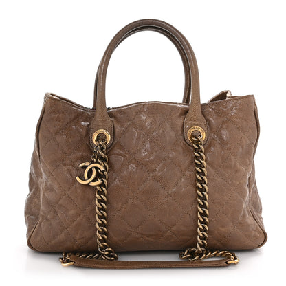 Chanel Glazed Caviar Quilted Small Shiva Tote Beige 1 of 15