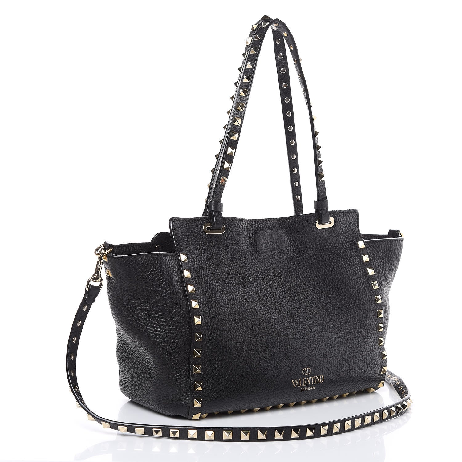 Valentino Garavani Grained Calfskin Small Rockstud Tote Black 3 of 13