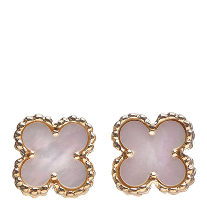 Van Cleef & Arpels 18K Yellow Gold Mother of Pearl Sweet Alhambra Earrings 1 of 3