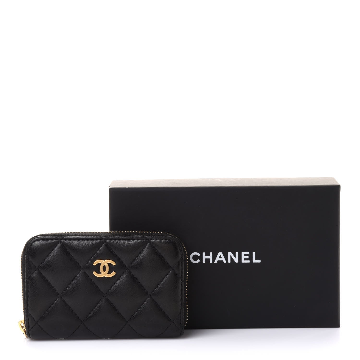 Chanel Lambskin Quilted Zip Coin Purse Black 9 of 9
