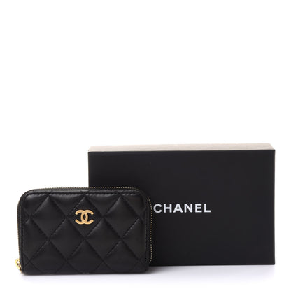 Chanel Lambskin Quilted Zip Coin Purse Black 9 of 9