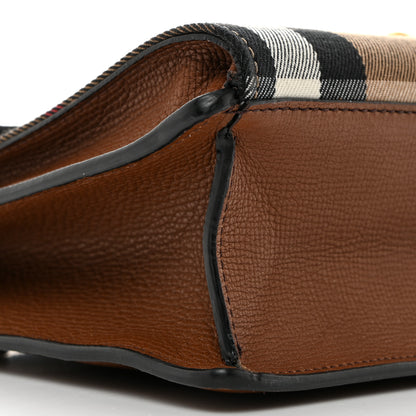 Burberry Derby Calfskin House Check Small Macken Crossbody Bag Tan 10 of 11