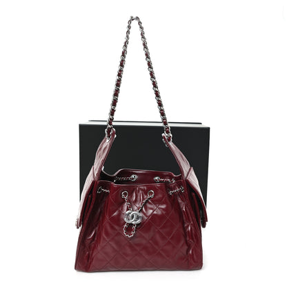 Chanel Shiny Crumpled Calfskin Quilted Small Chanel 25 Handbag Burgundy 11 of 11
