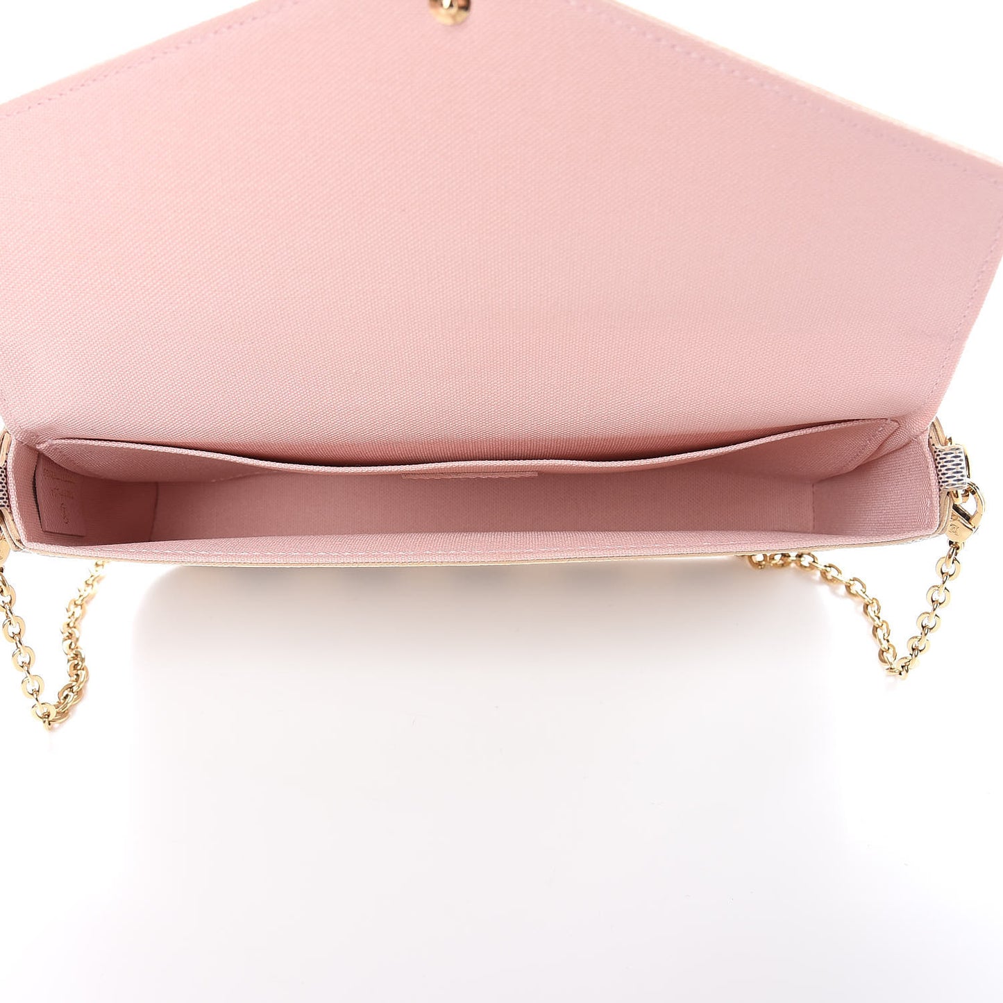 Damier Azur Pochette Felicie Chain Wallet Rose Ballerine