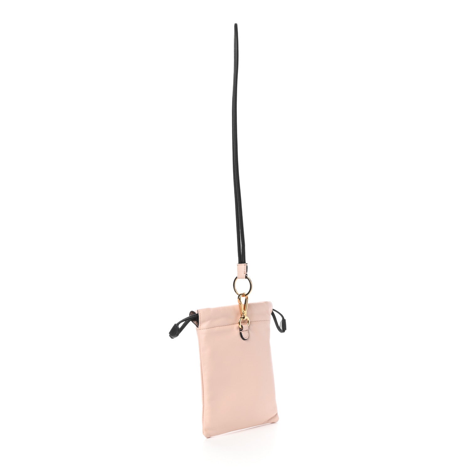 Fendi Soft Nappa Logo Mini Drawstring Pouch Bag Rosa Quarzo Black 3 of 8