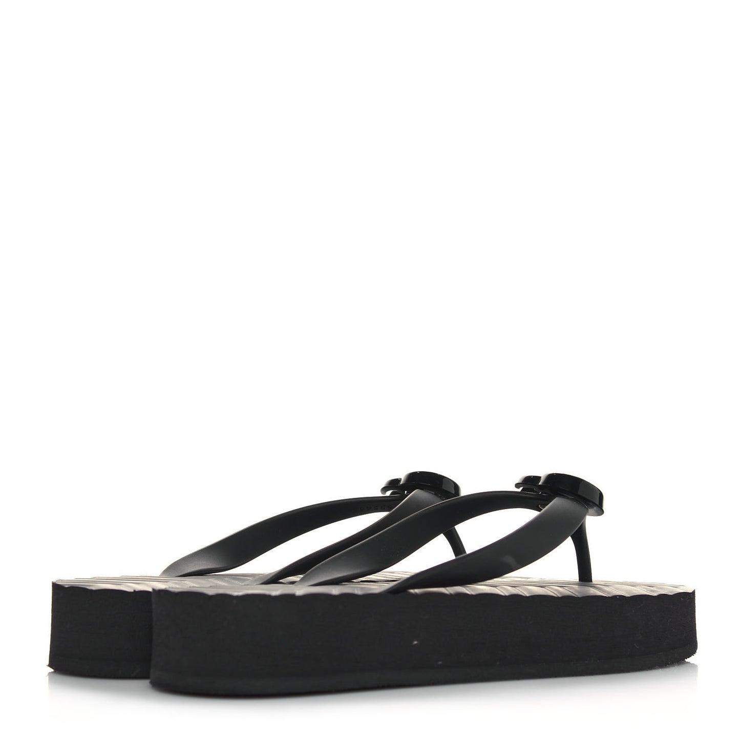 Rubber Chevron Womens GG Thong Sandals 38 Black