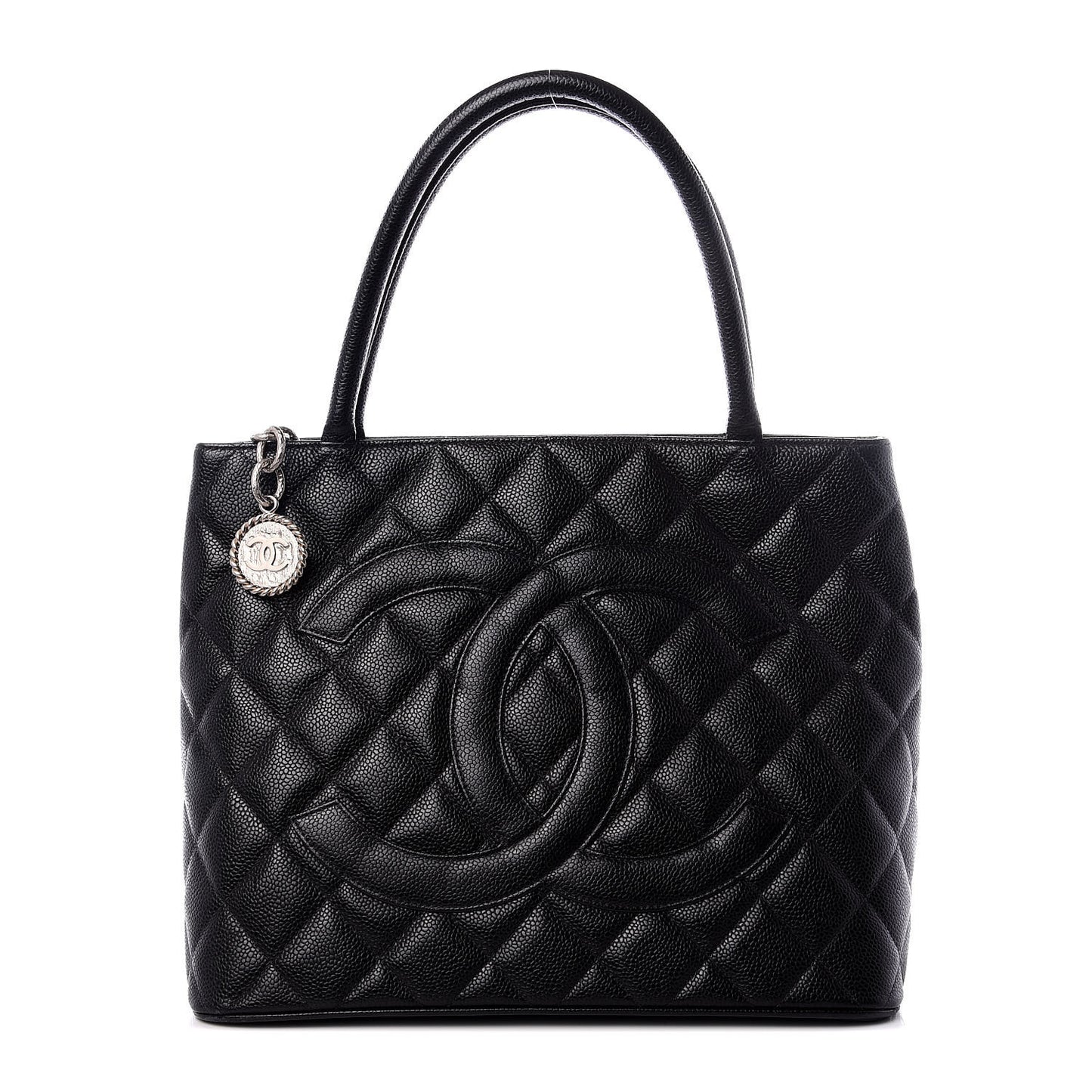 Caviar Quilted Medallion Tote Black