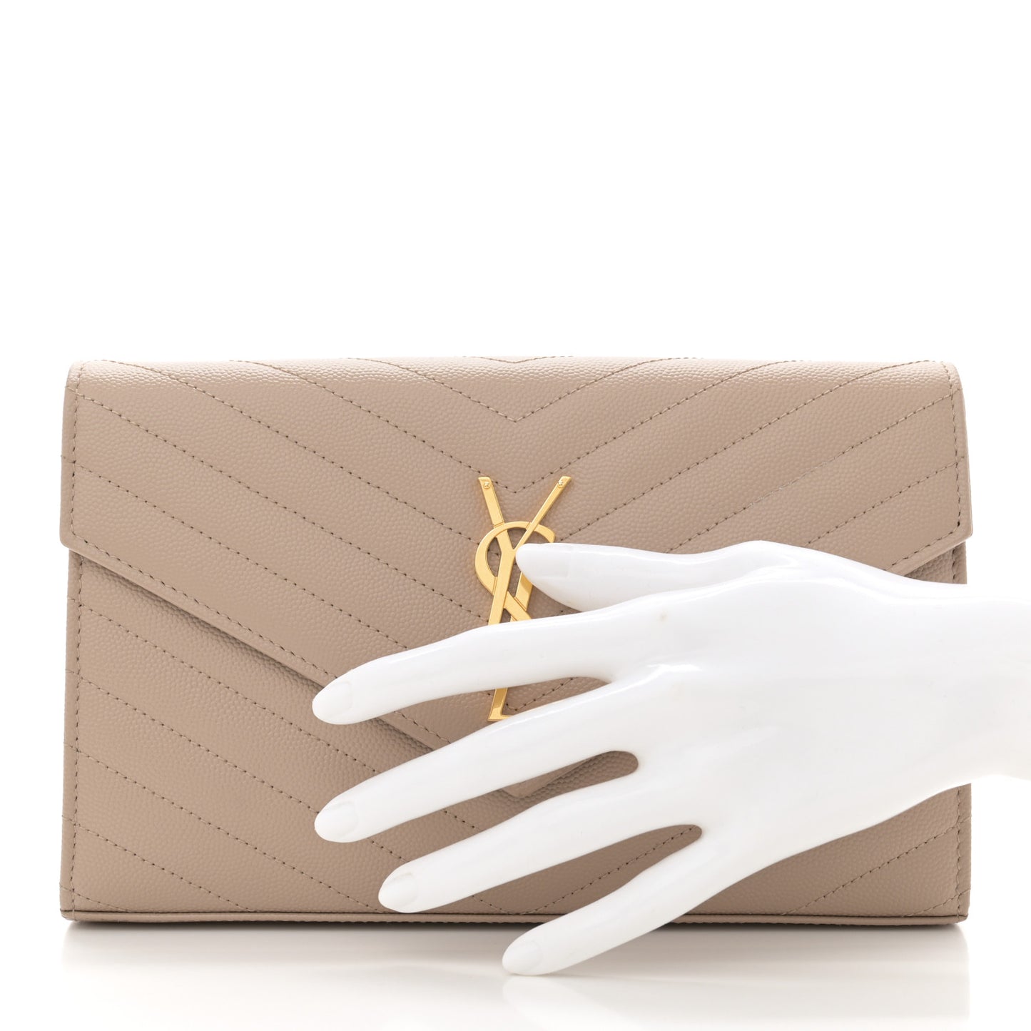 Grain De Poudre Matelasse Chevron Monogram Chain Wallet Nude Powder