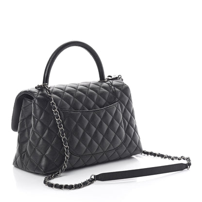 Chanel Caviar Lizard Quilted Small Coco Handle Flap Black 3 of 10