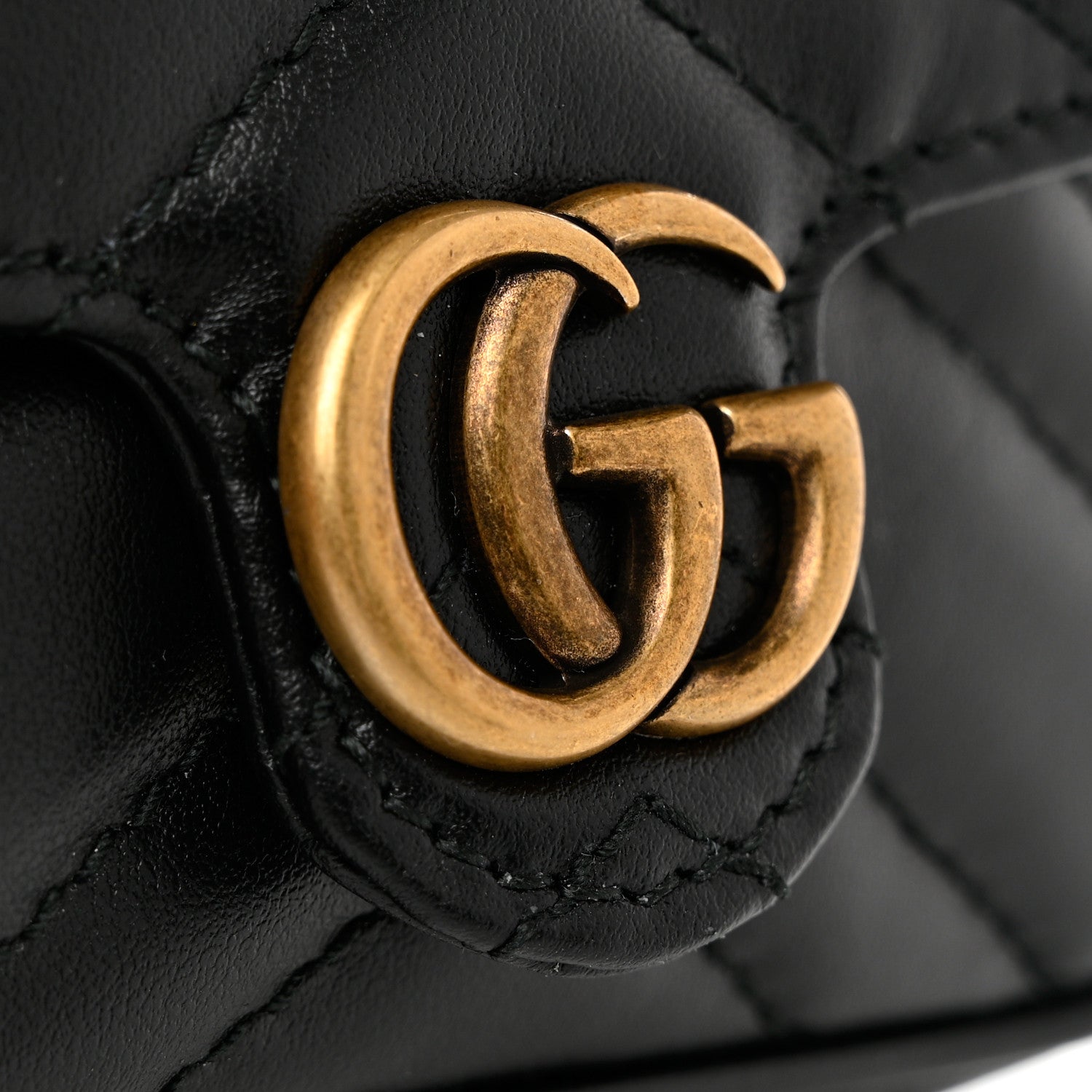 Gucci Calfskin Matelasse GG Marmont 2.0 Coin Purse On A Chain Black 6 of 7