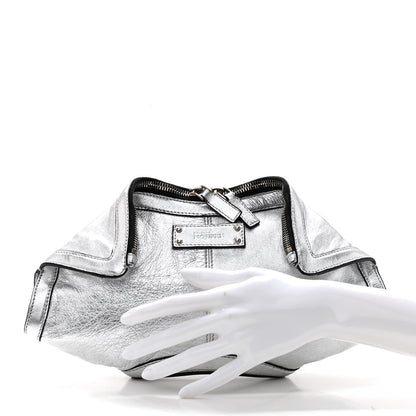 Alexander McQueen Metallic Lambskin De Manta Clutch Silver 2 of 10