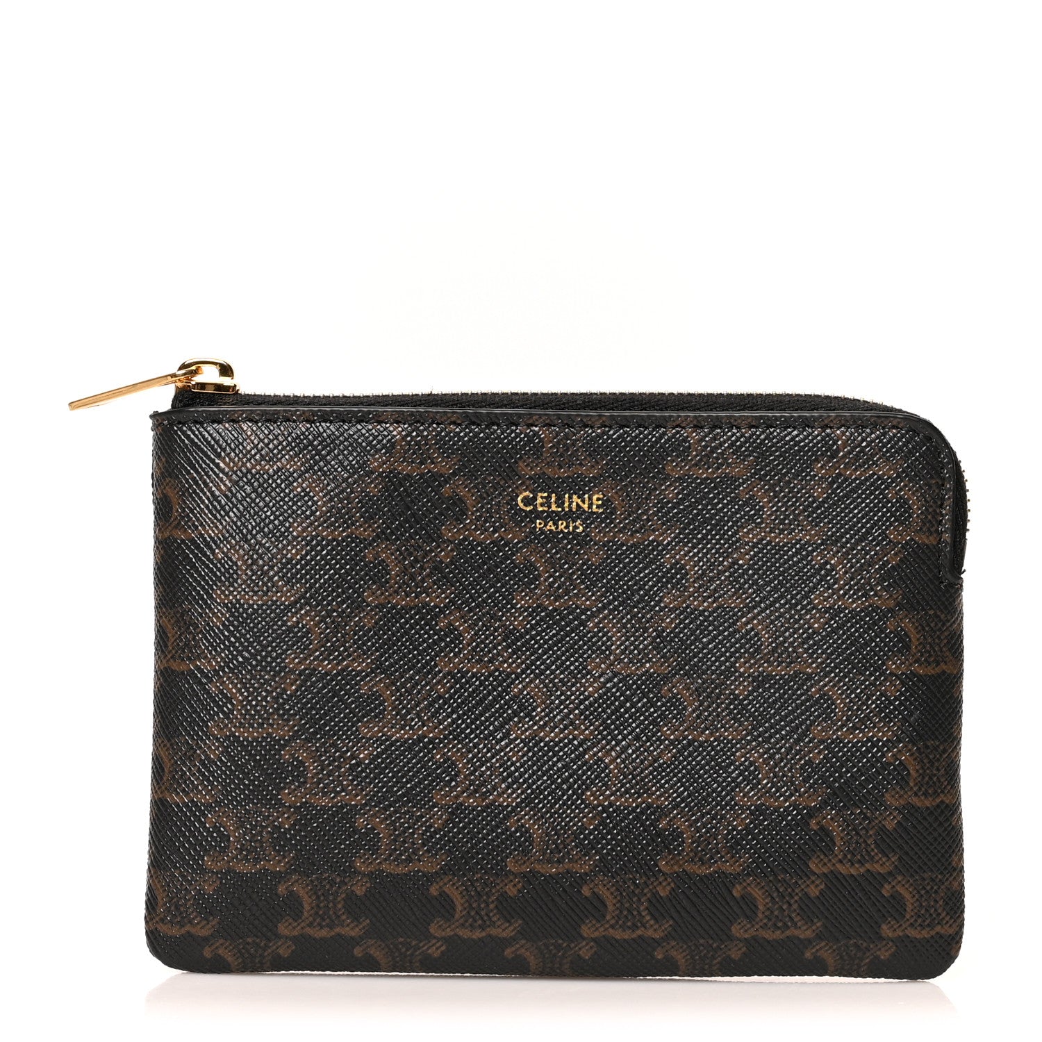 Celine Triomphe Canvas Coin and Card Pouch With Hook Black 1 of 8