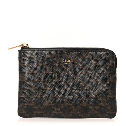 Celine Triomphe Canvas Coin and Card Pouch With Hook Black 1 of 8
