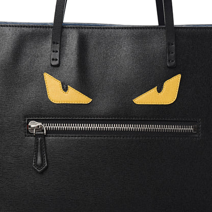 Fendi Vitello Elite Cuoio Monster Buggies Medium Roll Tote Black Multicolor Blue Cobalto 13 of 13
