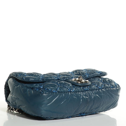 Chanel Nylon Quilted Tweed on Stitch Medium Bubble Flap Blue 12 of 16