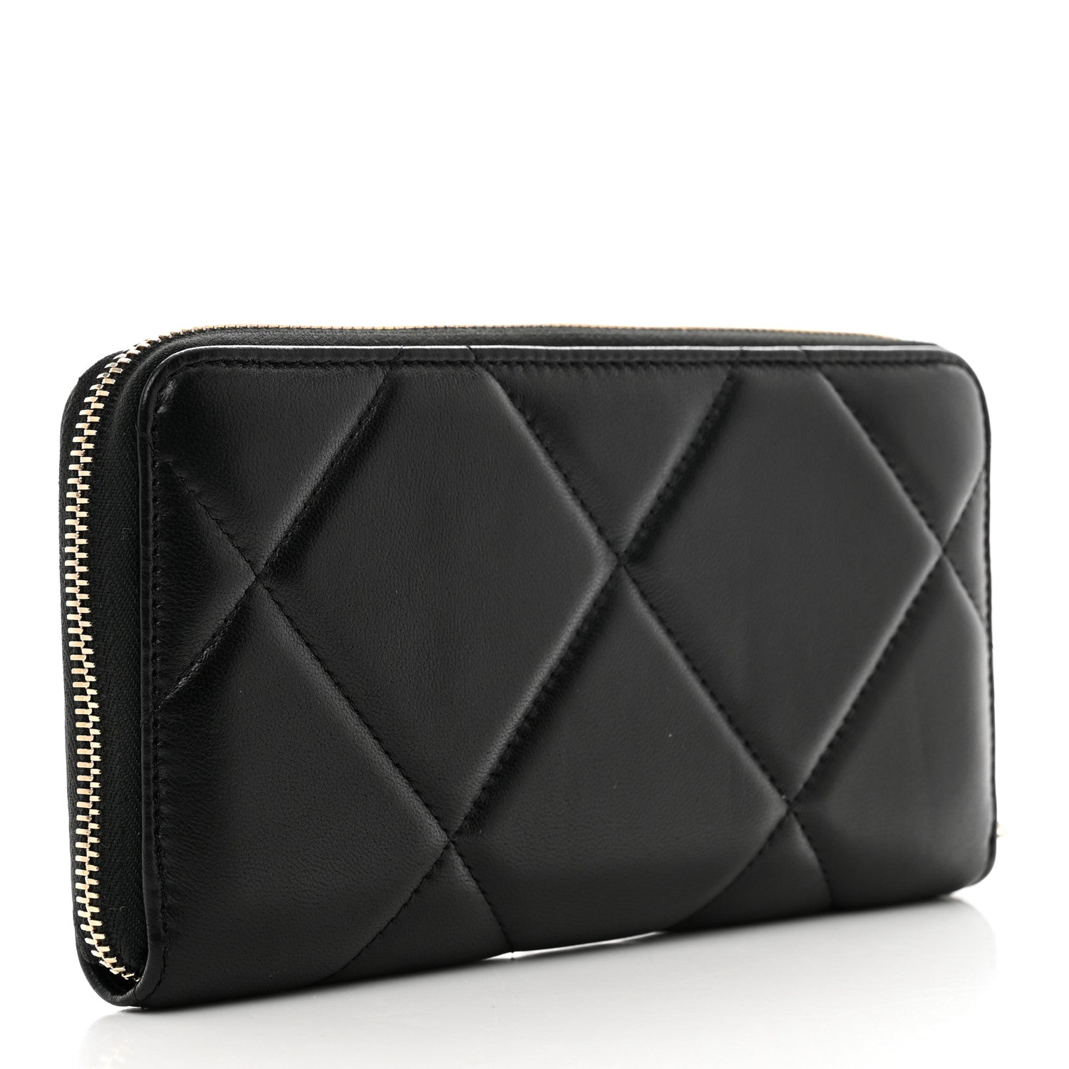 Chanel Lambskin Quilted 19 Long Zipped Around Wallet Black 3 of 9
