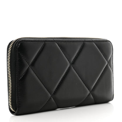 Chanel Lambskin Quilted 19 Long Zipped Around Wallet Black 3 of 9