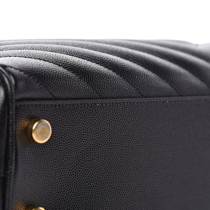 Saint Laurent Grain De Poudre Matelasse Chevron Monogram Shopping Bag Black 10 of 12