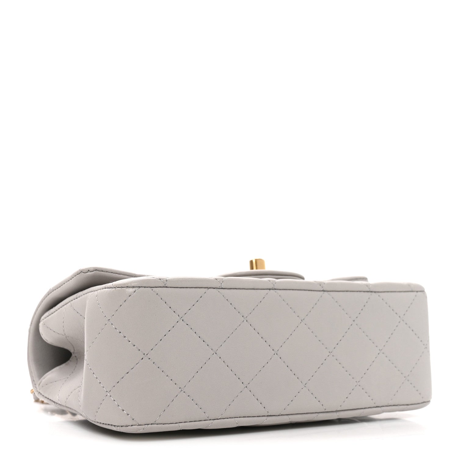 Chanel Lambskin Quilted Mini Top Handle Rectangular Flap Grey 4 of 11