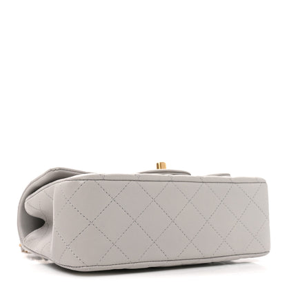 Chanel Lambskin Quilted Mini Top Handle Rectangular Flap Grey 4 of 11
