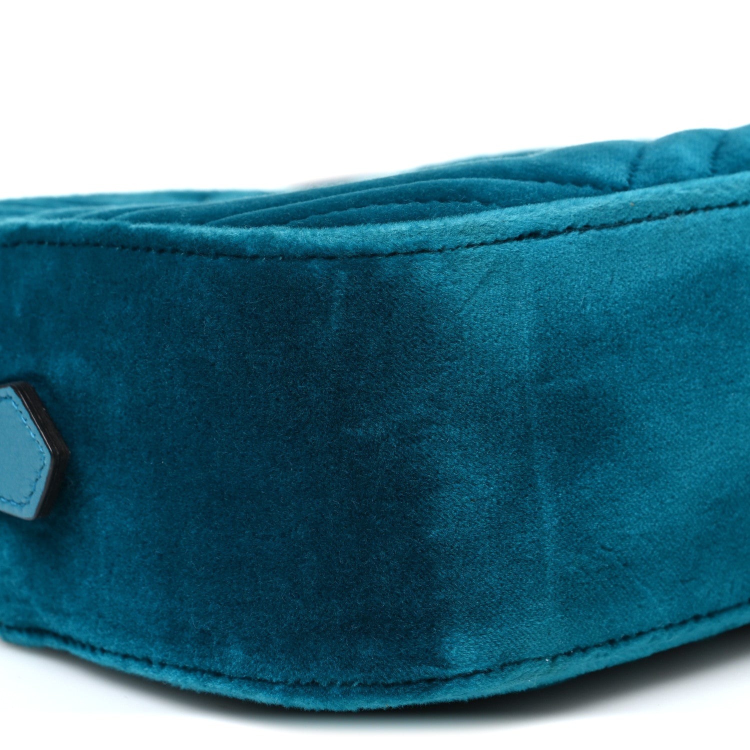 Gucci Velvet Matelasse Small GG Marmont Chain Shoulder Bag Pavone Cyan 8 of 9