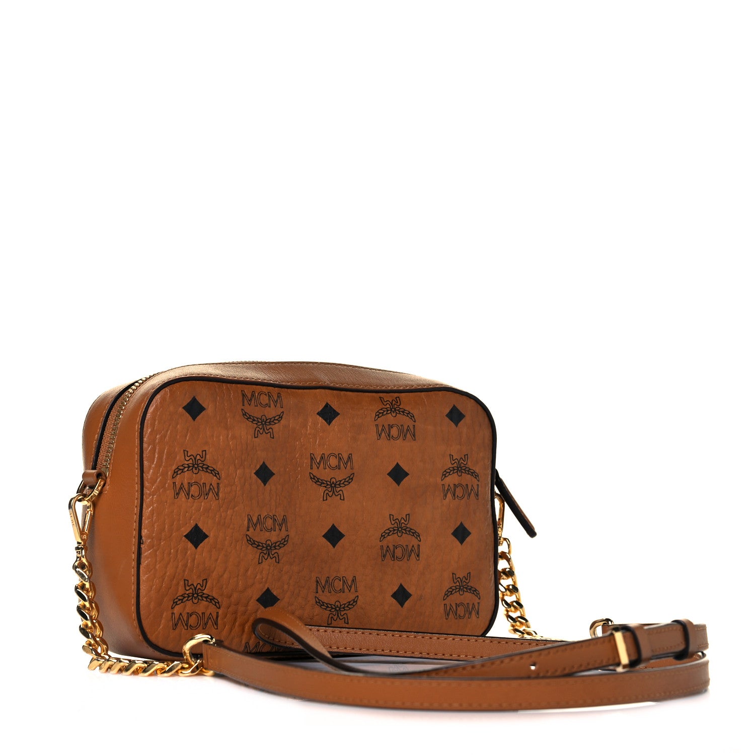 MCM Visetos Camera Crossbody Bag Cognac 2 of 9