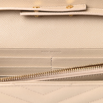 Saint Laurent Grain De Poudre Matelasse Chevron Monogram Chain Wallet Nude Powder 7 of 14