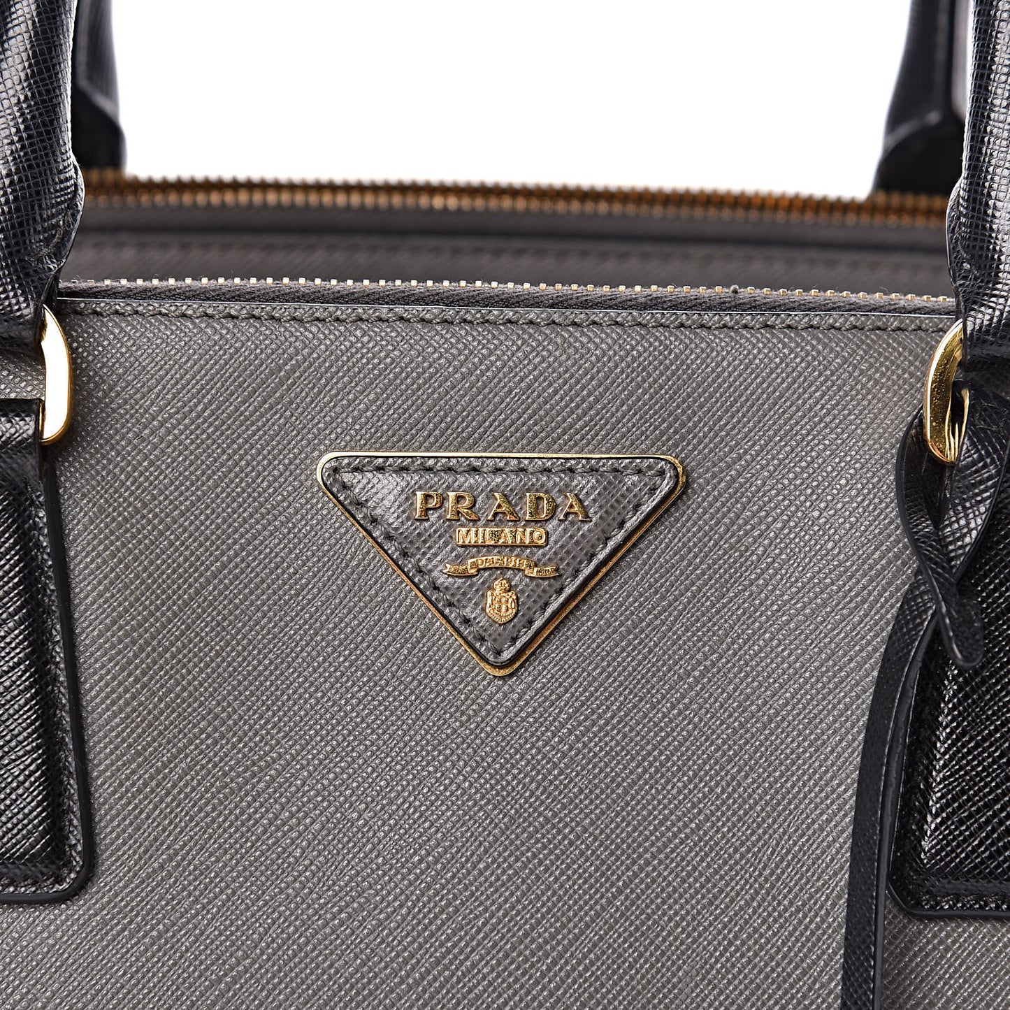 Saffiano Lux Bi-Color Medium Tote Mercurio Black