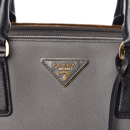 Prada Saffiano Lux Bi-Color Medium Tote Mercurio Black 10 of 21