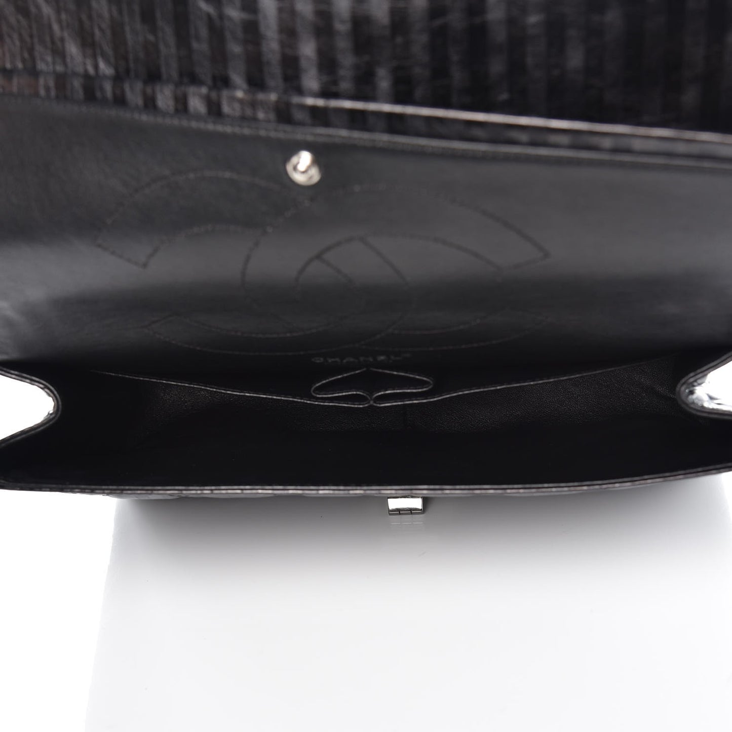 Metallic Calfskin Striped 2.55 Reissue 227 Flap Black