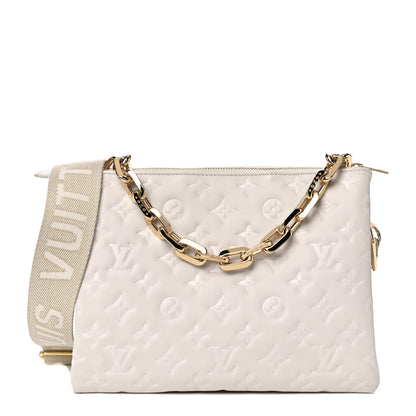 Louis Vuitton Lambskin Embossed Monogram Coussin PM Beige Cream 1 of 12