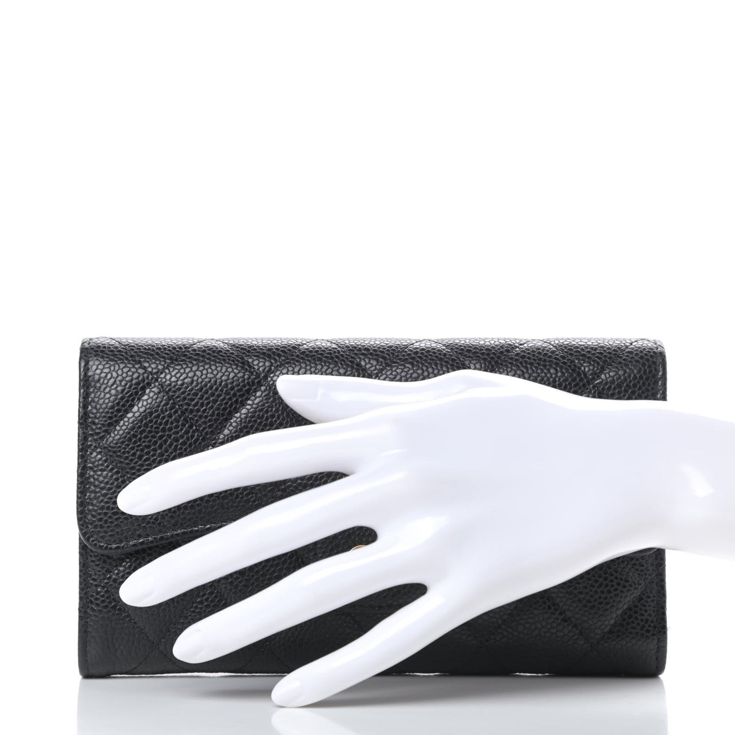 Caviar Quilted Large Flap Wallet Black