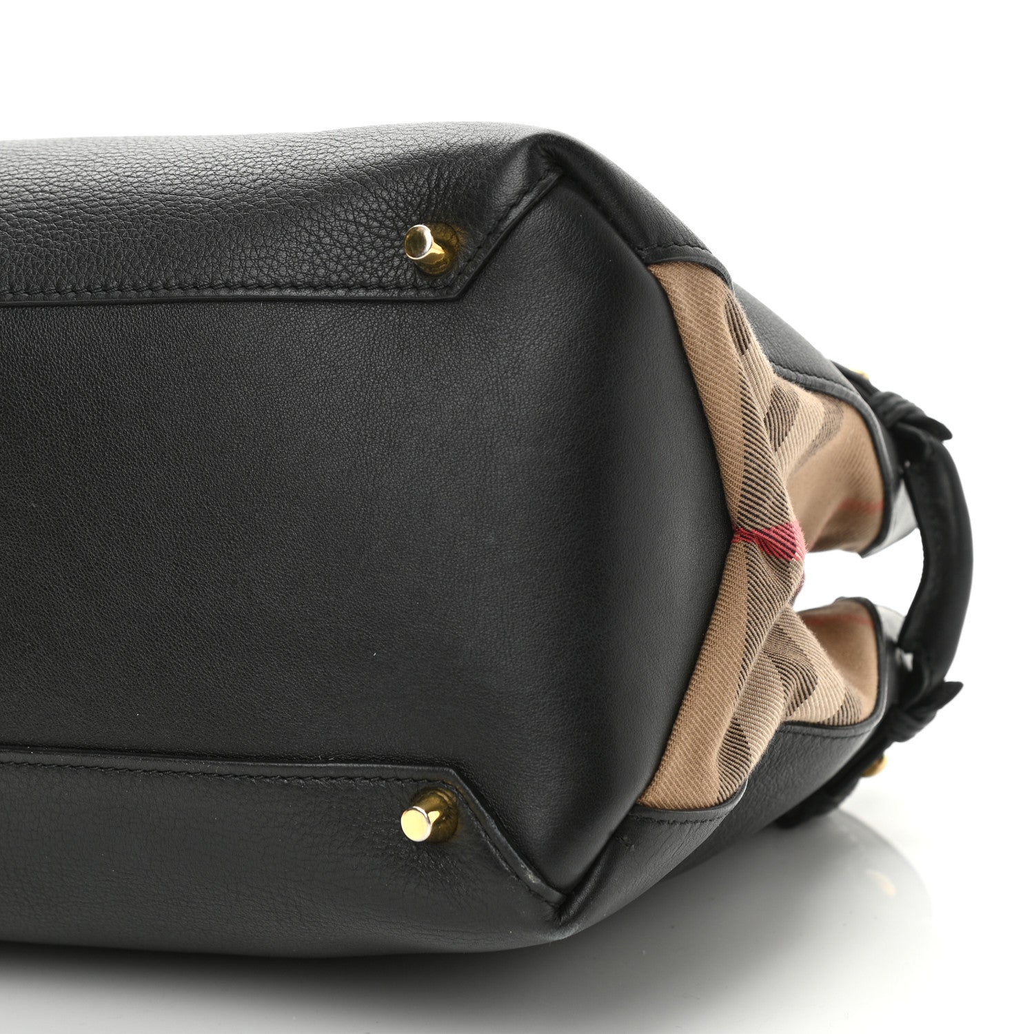Burberry Derby Calfskin House Check Medium Banner Tote Black 9 of 10