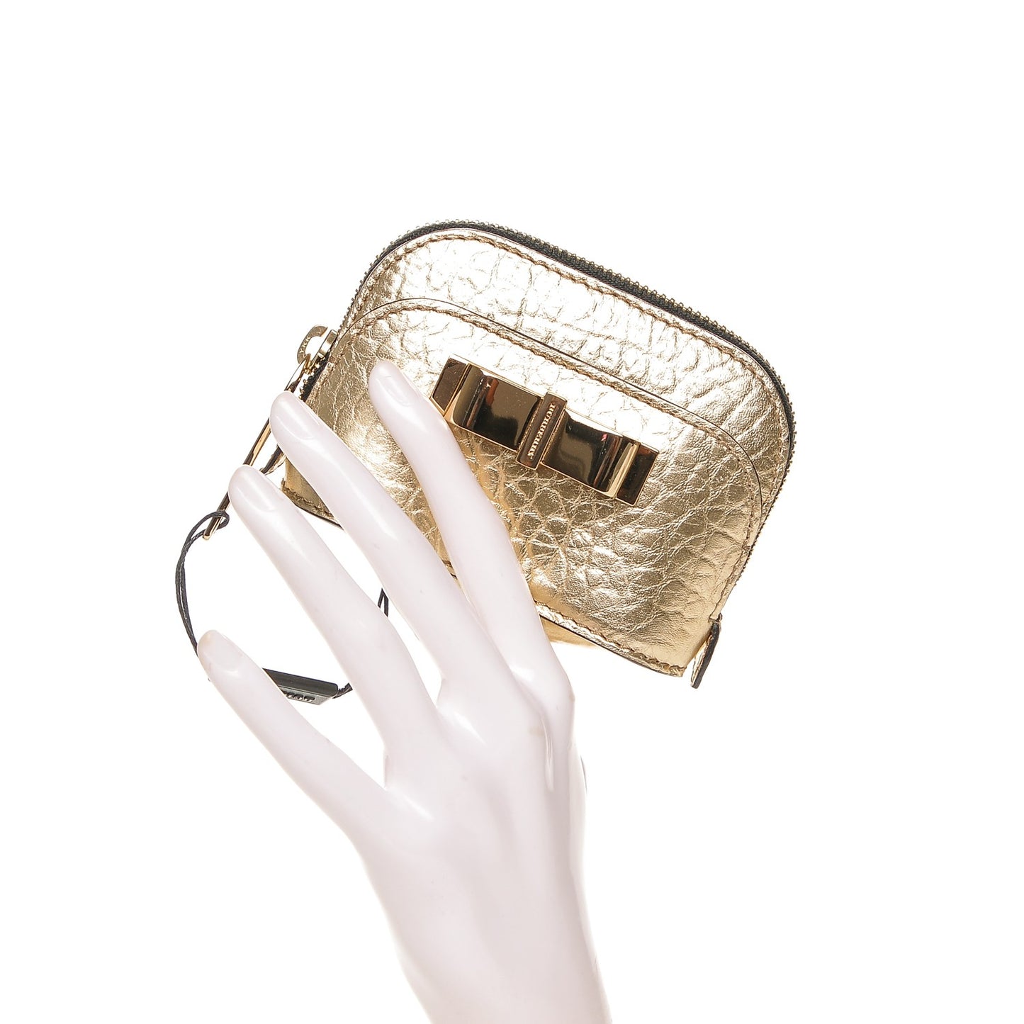 Metallic Heritage Grain Extra Mini Bow Harrogate Coin Purse Light Gold