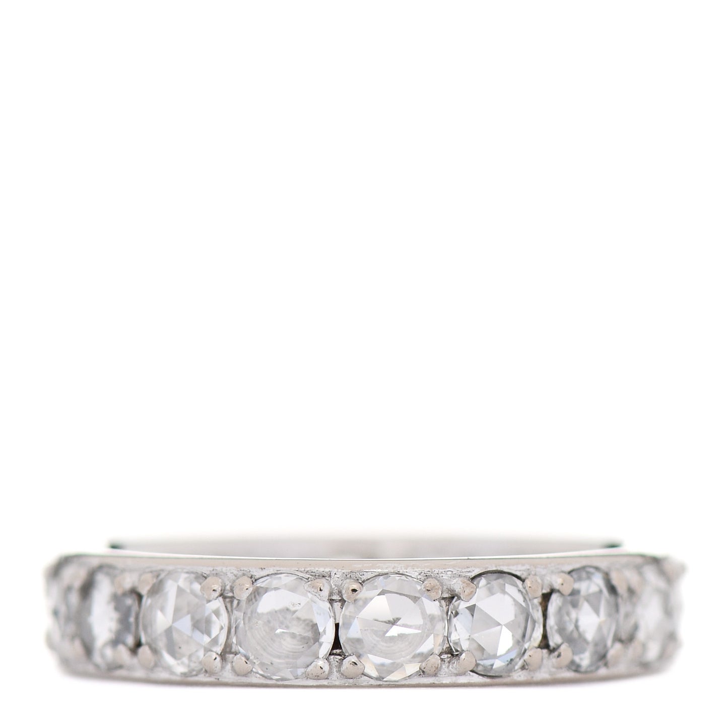 18K White Gold Diamond Metro Rose Cut Eternity Band Ring 48 4.5