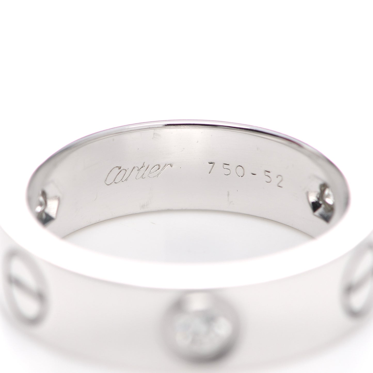 18K White Gold 3 Diamond 5.5mm LOVE Ring 52 6