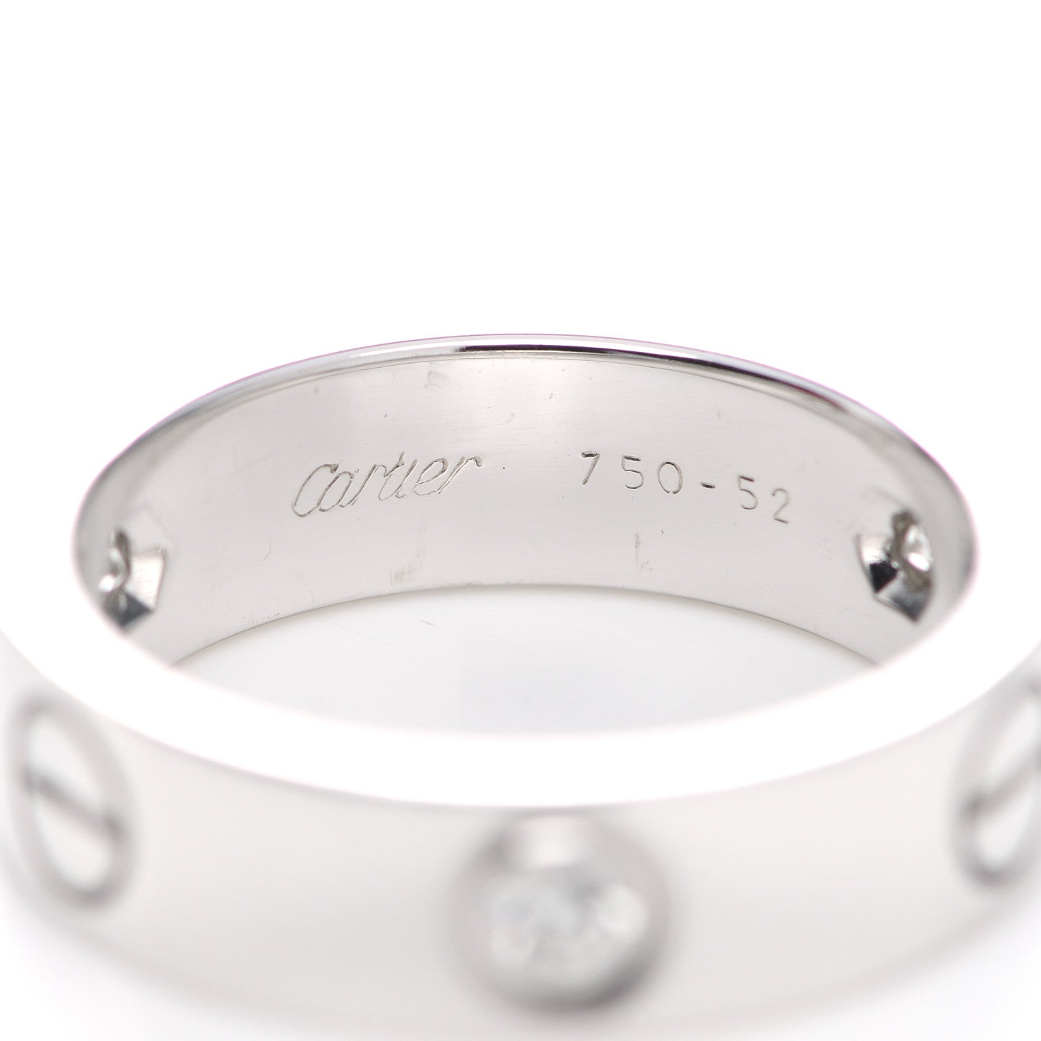 Cartier 18K White Gold 3 Diamond 5.5mm LOVE Ring 52 6 4 of 6