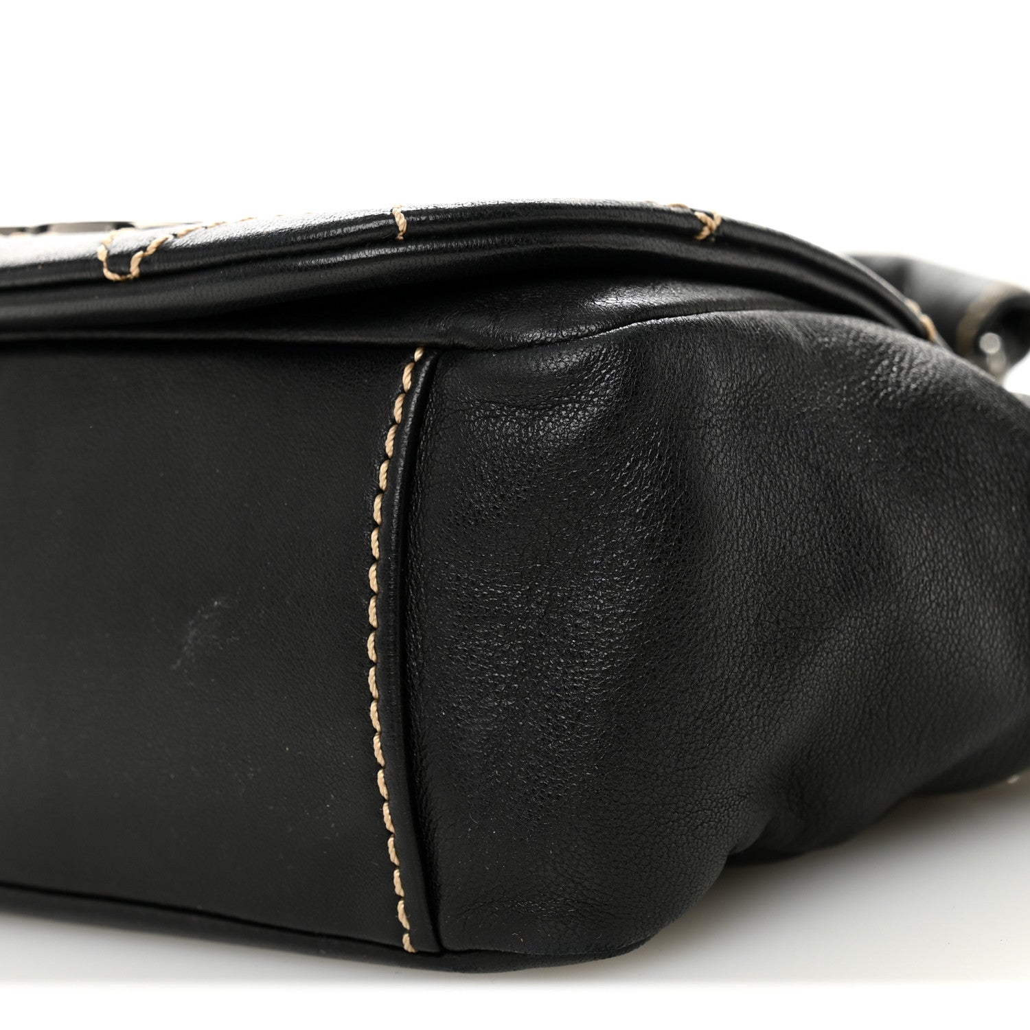 Chanel Lambskin Contrast Stitch Small Surpique Accordion Flap Black 10 of 11