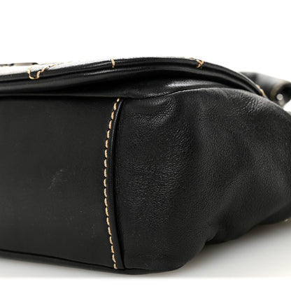 Chanel Lambskin Contrast Stitch Small Surpique Accordion Flap Black 10 of 11
