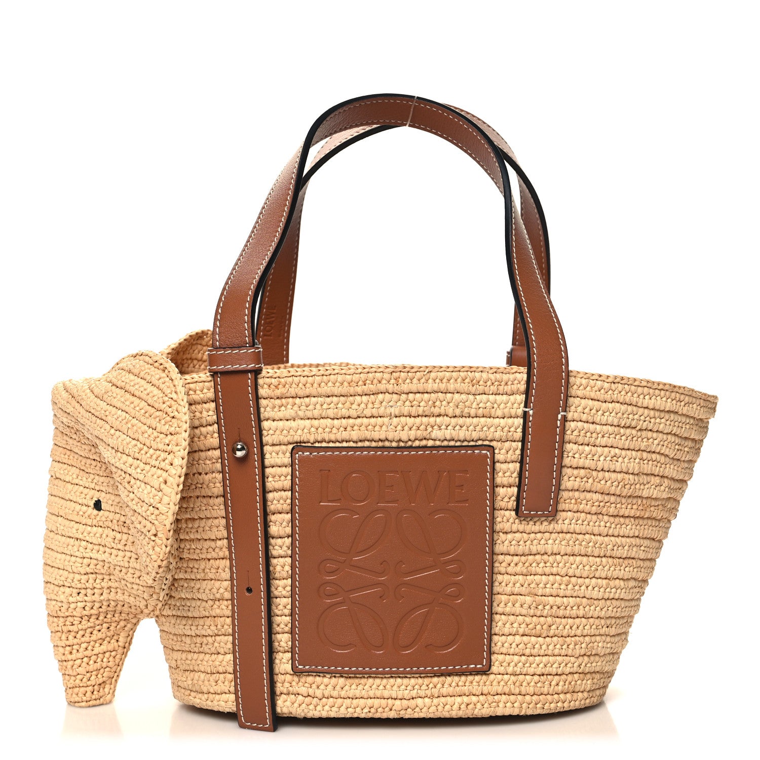 Loewe Raffia Small Elephant Basket Tote Bag Natural Tan 1 of 9