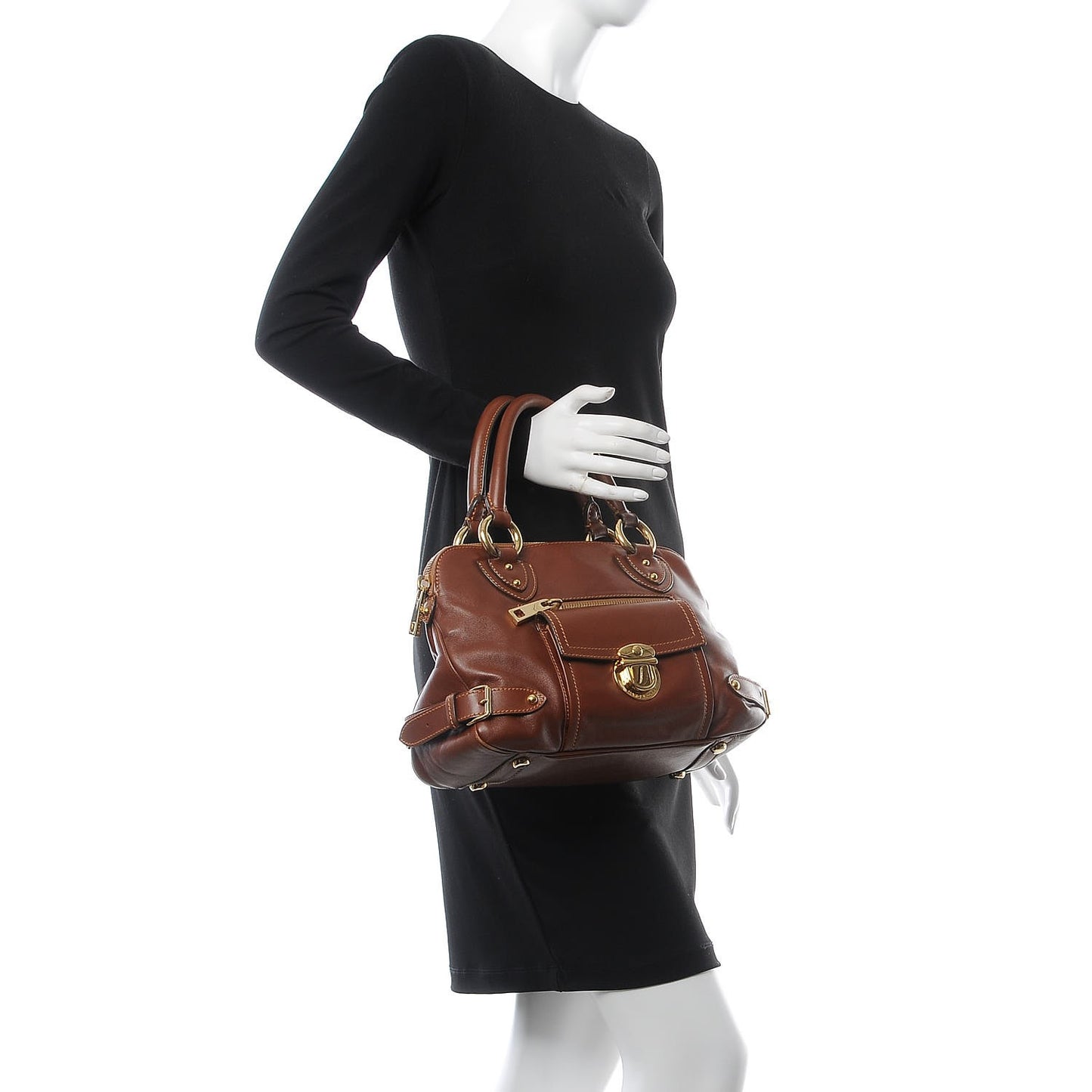 Calfskin Elise Satchel Brown