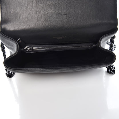 Saint Laurent Sheepskin Matelasse Chevron Monogram Medium College Bag Black 5 of 7